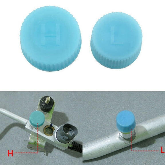 CENL 2pcs High / Low Pressure AC A/C Valve Cap Air Conditioning Service Tool,Car Air Conditioning Replacement Valve Caps Automotive Car Air Conditioning System Seal Kit High Low Side Pressure