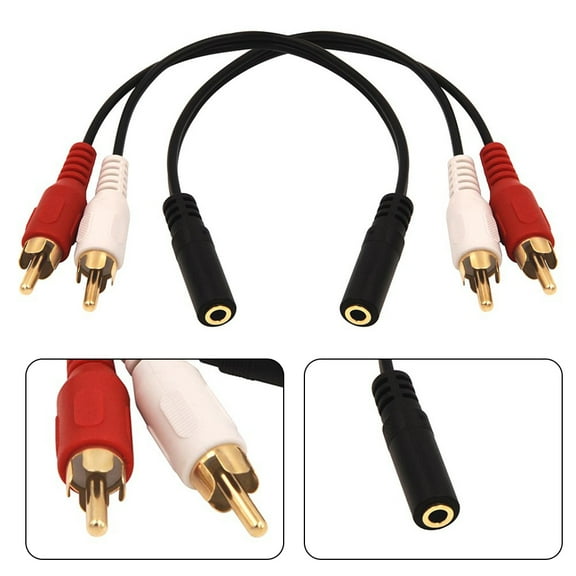 CENL 2x Speaker Adapter Durable and Practical 2 Pack 3 5mm Audio to 2 RCA Cable Stereo Female to 2RCA Male Y Splitter