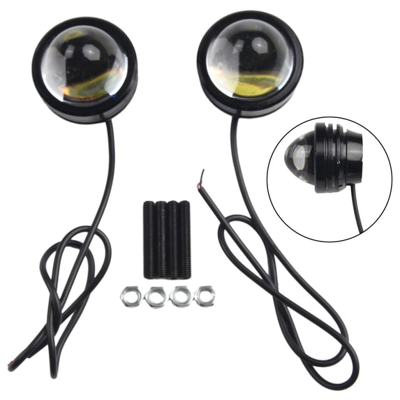CENL 2x White 12V-24V High Power Bull Eye LED Projector Car Daytime Fog Lights Alloy Fish Eye Fog Lamp Daytime Running Lights