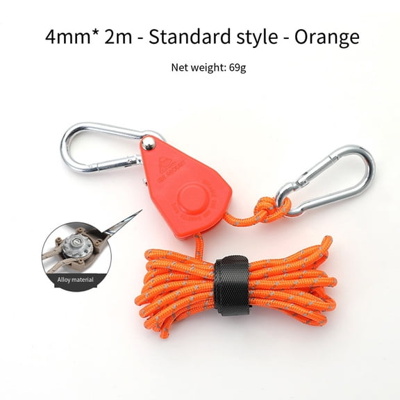 CENL 4/6mm Reflective Guyline Rope - 2/4/5m Heavy Duty Tent Cord with Pulley