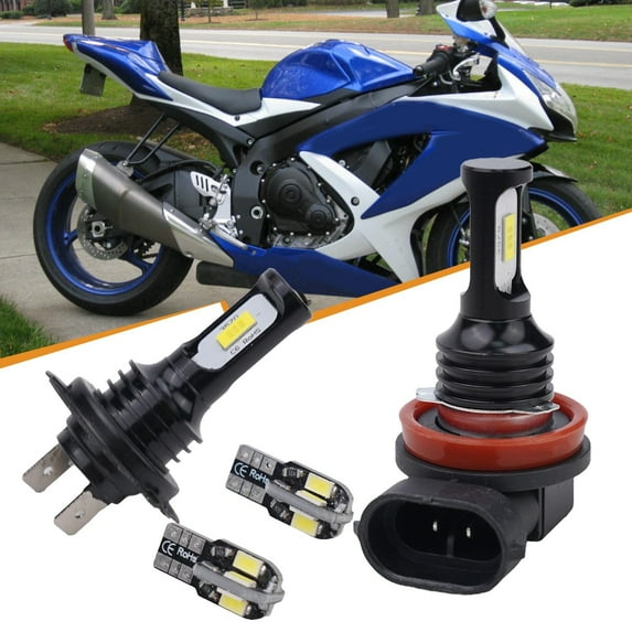 CENL 4 X Car Motorcycle LED Headlight Parking Light Bulbs Set Cool White 6000K H7 H11 T10 For Suzuki GSXR 600 750 2011-20 Waterproof