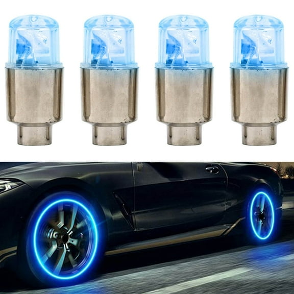 CENL 4pcs Wheel Light Car Motorcycle Bike LED Lights Neon Wheel Tire Tyre Valve Dust Cap Light Waterproof Easy Installation