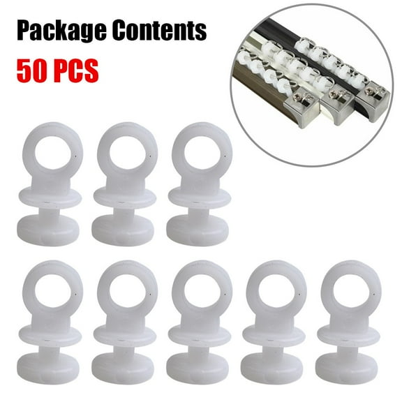 CENL 50Pcs Curtain Track Gliders Runners For Camper Van Motorhome Caravan Boat Plastic Curtain Track Hooks Slider RV Interior Parts