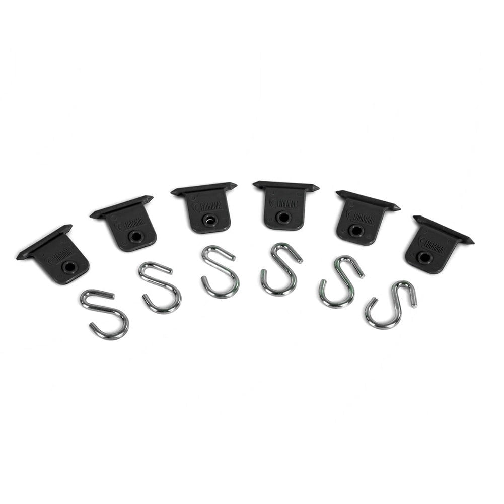 CENL 6 Pack Awning Rail Hook Ring With S Hooks Motorhome And Caravan Hanger Black