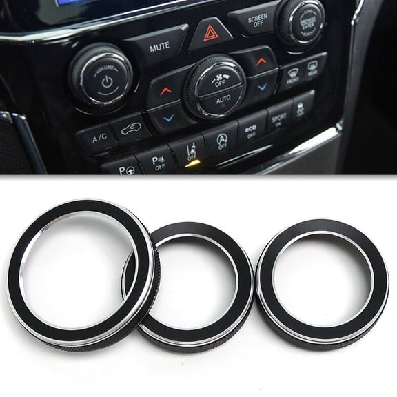 CENL Black AC Radio Switch Trim Ring Knob Cover For Jeep Grand For Cherokee 2014-2021