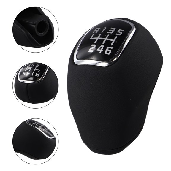 CENL Black Shift Knob 6 Speed Gear Shift Knob Car Interior Upgrade Aftermarket Part Black Stitching Easy Installation