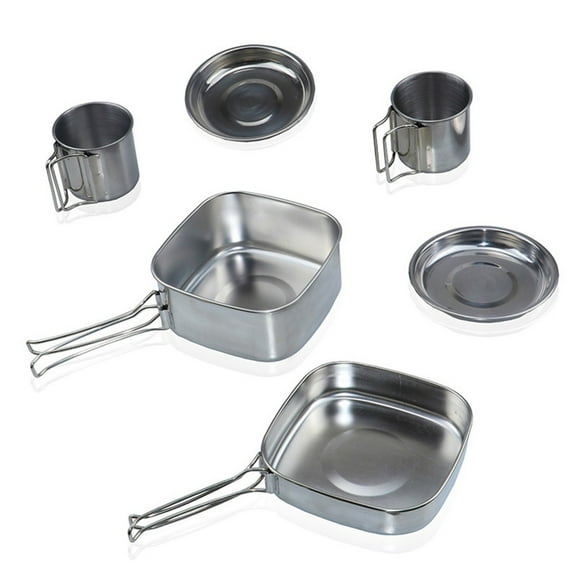 CENL Camping Crockery Set Pot Stainless Steel Cookware Set For Camping Hiking Picnic