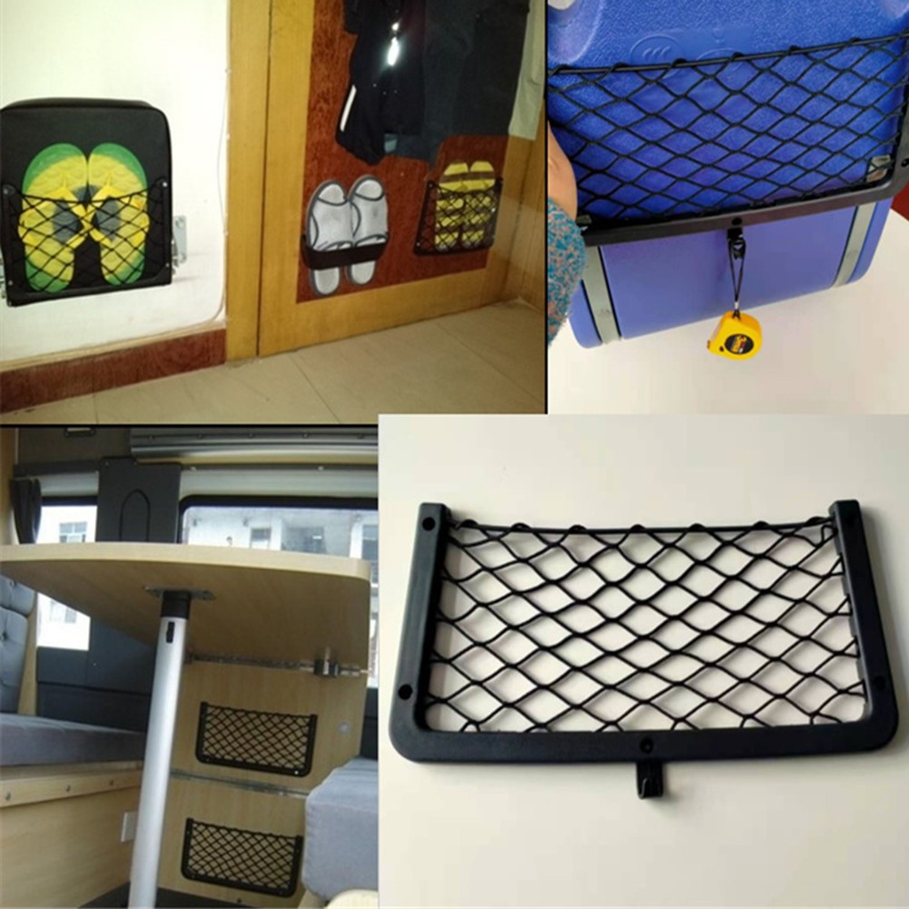 CENL Car Storage Mesh Bag Seat Back Storage Net Elastic Mesh Pockets Organiser Holder Car Accessories For Caravan Camper Van 36*18cm