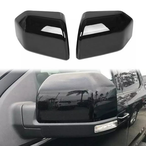 CENL Chrome / Bright Black 1 pair Side Mirror Covers Cap for Ford for F150 2015- 2020