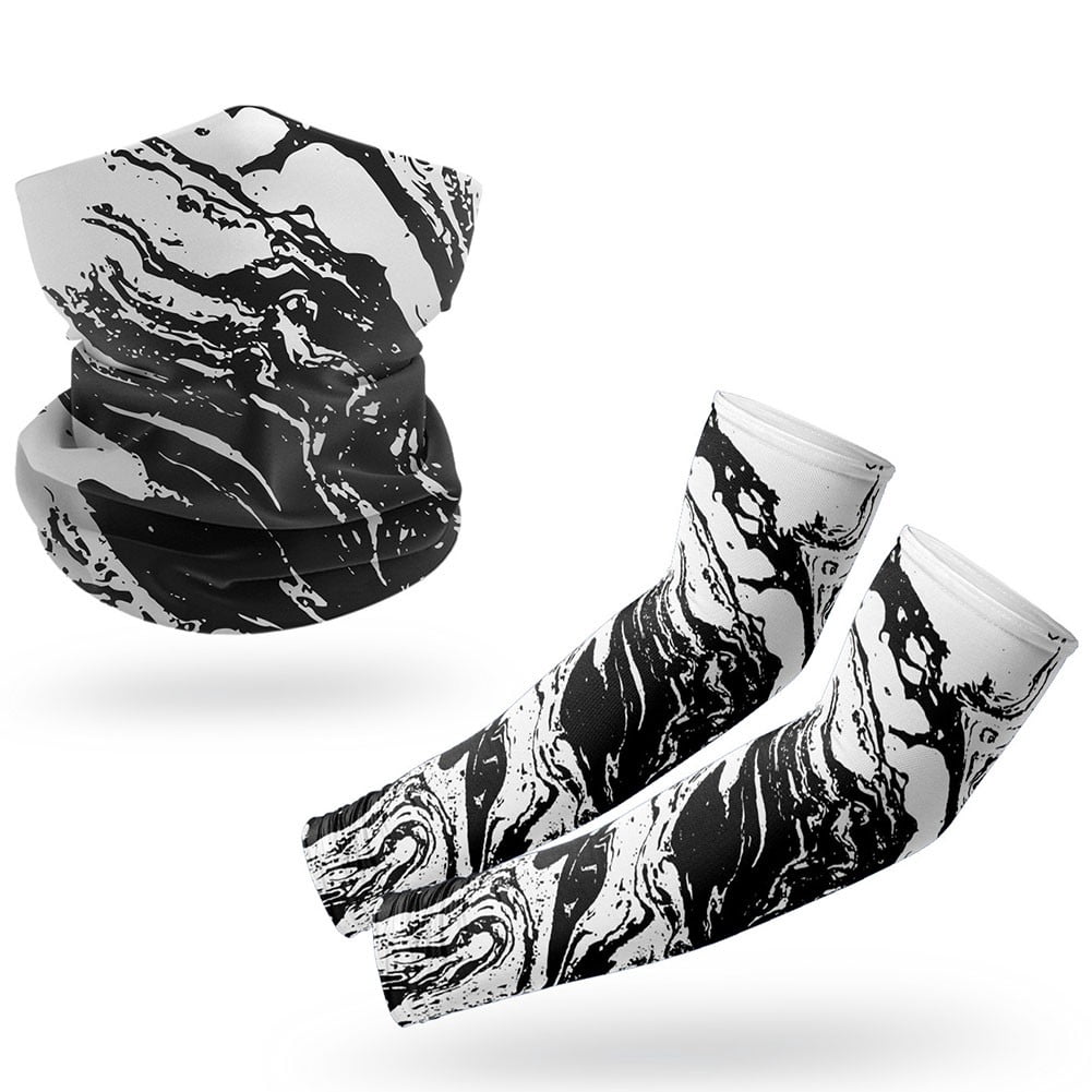 CENL Ice Silk Scarf &Sleeve Sun Protection Hood Headscarf Bandana for
