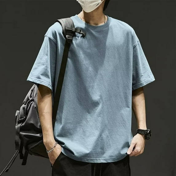 CENL Men Casual Crew Neck T-shirt Tops Loose Short Sleeve Oversize Hip-Hop Tee Shirt