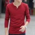 thumbnail image 1 of CENL Men Casual Long-Sleeve Pullover Button V Neck Henley T-Shirt Slim Bottoming Tops, 1 of 9