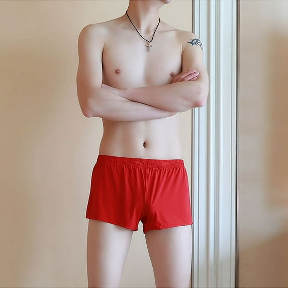 CENL Men Ice Silk Boxer Briefs Trunks Sexy Sheer Breathable Seamless Shorts Underwear