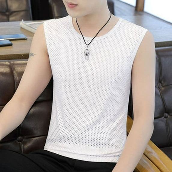 CENL Men Ice Silk Tank Tops Underwear Male Bodyshaper Fitness Mesh Breathable top