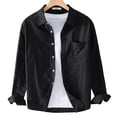 thumbnail image 1 of CENL Men Lapel Shiirt Plain Long Sleeve Streetwear Button Cardigan Casual Blouse, 1 of 9