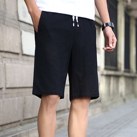 CENL Men Solid Color Fashion Shorts Summer Breathable Elastic Waist Casual Shorts