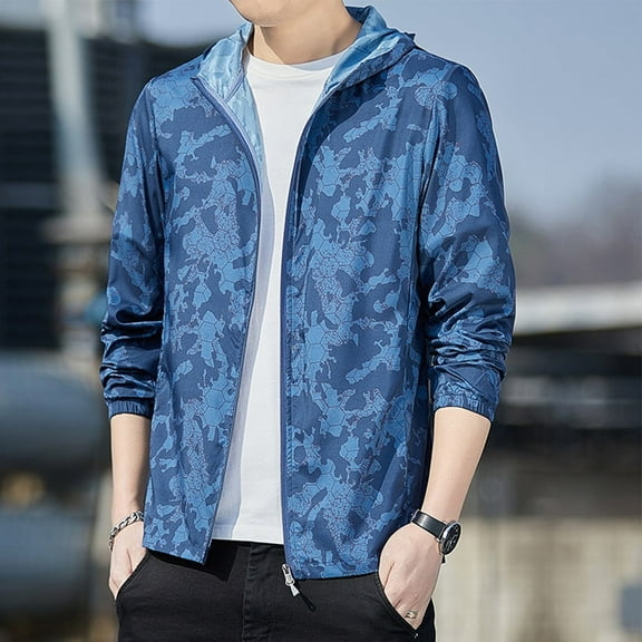 CENL Men Sun Protection Outwear Lightweight Windbreaker Jacket Hooded Breathable Coat