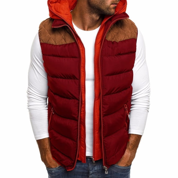 CENL Men Winter Sleeveless Hooded Puffer Jacket Quilted Padded Coat Outwear Waistcoat