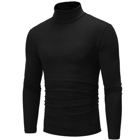 CENL Men's Casual Slim Turtleneck Long Sleeve Tops Pullover T-Shirt Solid Color