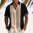thumbnail image 1 of CENL Mens Casual Vintage Bowling Striped Short Sleeve Lapel Button Down Shirts Blouse, 1 of 9