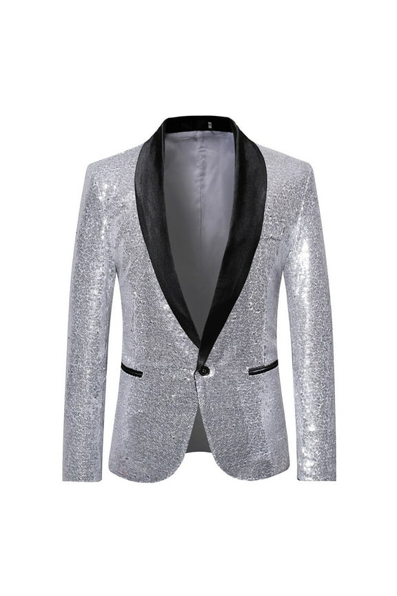 CENL Mens Gentleman Nightclub Party Blazer Sequin Glitter Jacket Bling Suit Coat