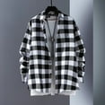 thumbnail image 1 of CENL Mens Long Sleeve Check Shirts Button Down Casual Work Baggy Coat Lapel Tops, 1 of 4