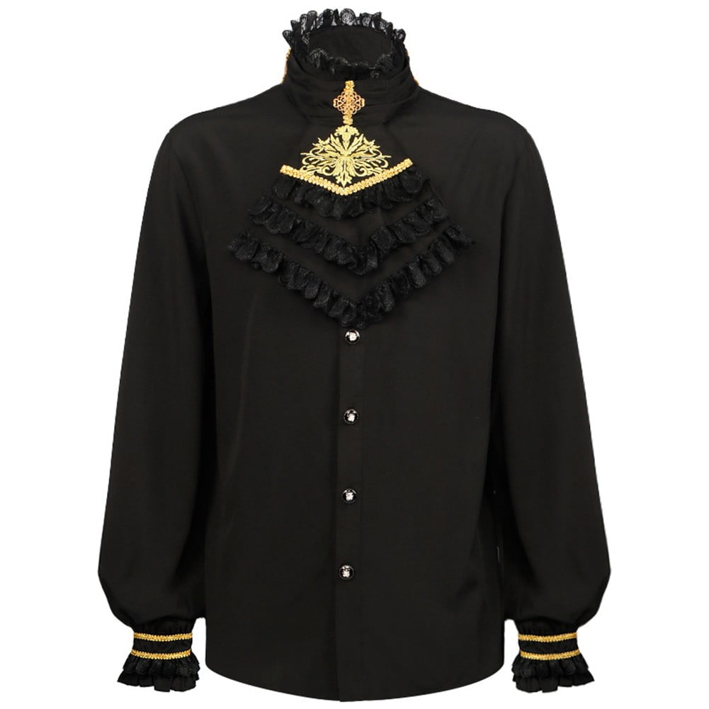 CENL Mens Medieval Gothic Renaissance Victorian Steampunk Ruffle Fancy ...