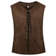 thumbnail image 2 of Kranchungel Mens Medieval Vest Pirate Costume Renaissance Steampunk Lace-up Viking Vest Gothic Waistcoat Outfit Army Green X-Small 2 of 14