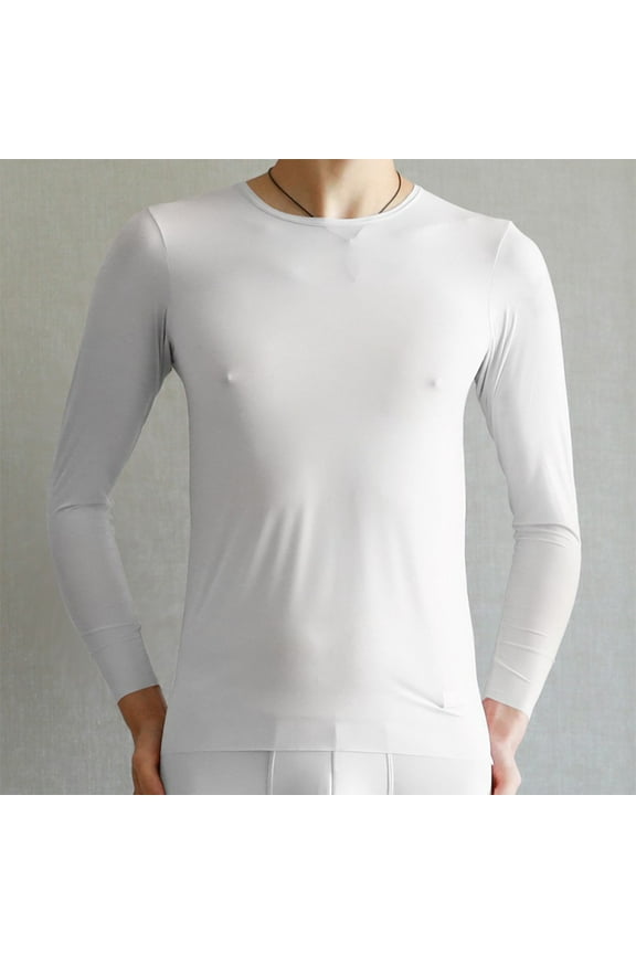 CENL Mens See-through Mesh Ice silk T-Shirt Long Sleeve Undershirt Fitness Muscle Top