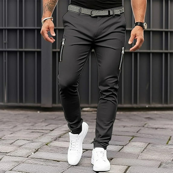 CENL Mens Slim FIT Stretch Chino Trousers Casual Flat Front Flex Classic Full Pants