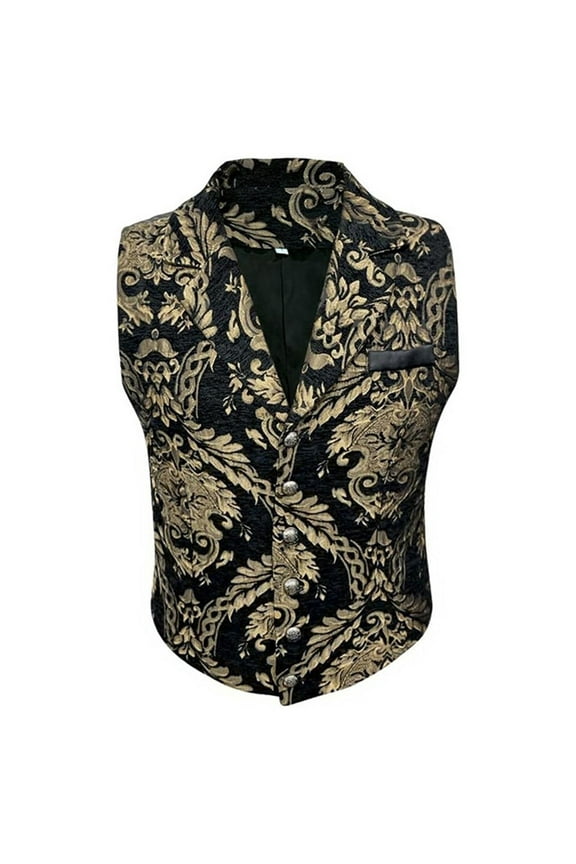CENL Mens Waistcoat Formal Gothic Steampunk Decorative Pattern Victorian Cosplay Vest