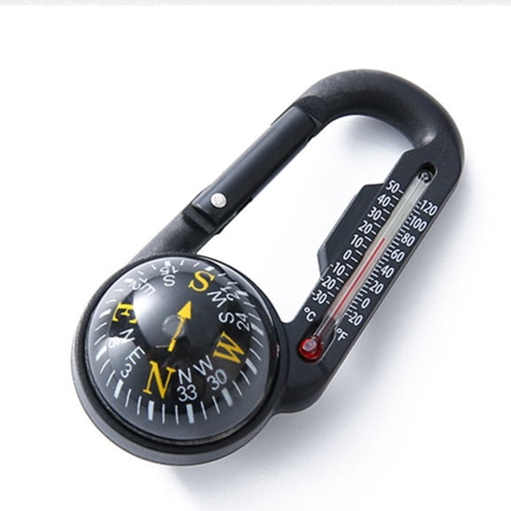 CENL Pocket-Sized Mini For Compass Portable Multi-functional Integrated Thermometer Carabiner Clip For Outdoor Adventures Accessories