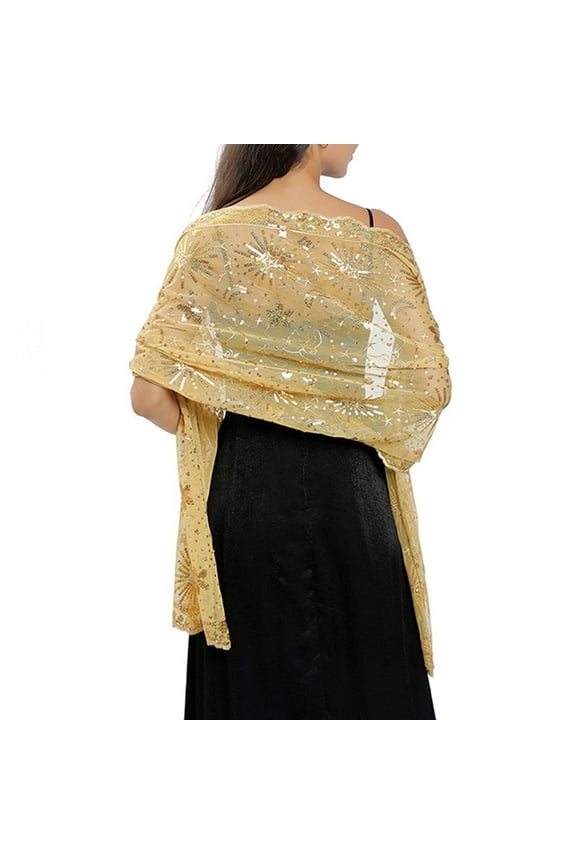 CENL Sequin Glitter Beaded Shawl Scarf Wrap Formal Evening Party Prom Wedding
