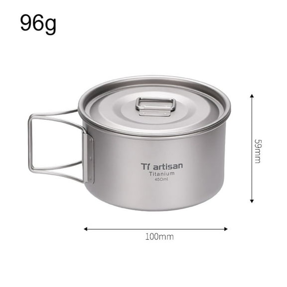 CENL Ultralight Titaniums Camping Bowls Foldable Handle Rust-Resistant 450ml/600ml Cookware Set Hiking Backpacking Outdoor Adventure