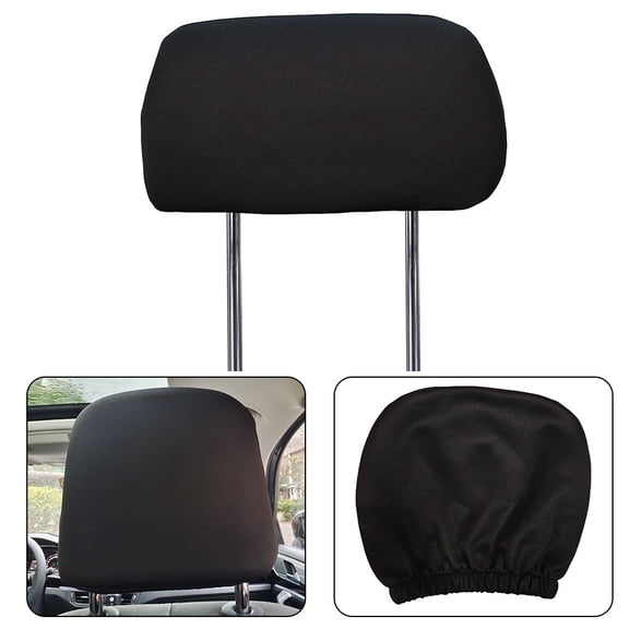 CENL Universal Headrest Covers Black Premium Cloth Headrest Cover For Car, Truck, SUV, Auto Universal Fit Set of 1 (Black)