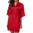 thumbnail image 1 of CENL Women Sexy Lingerie Sleepwear Silk Lace Robe Dress Nightgown Bathrobes, 1 of 9