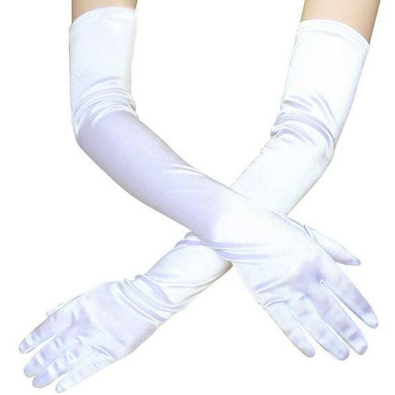 CENL Women Stretch Satin Extra Long Gloves Bridal Wedding Opera Evening Party Costume