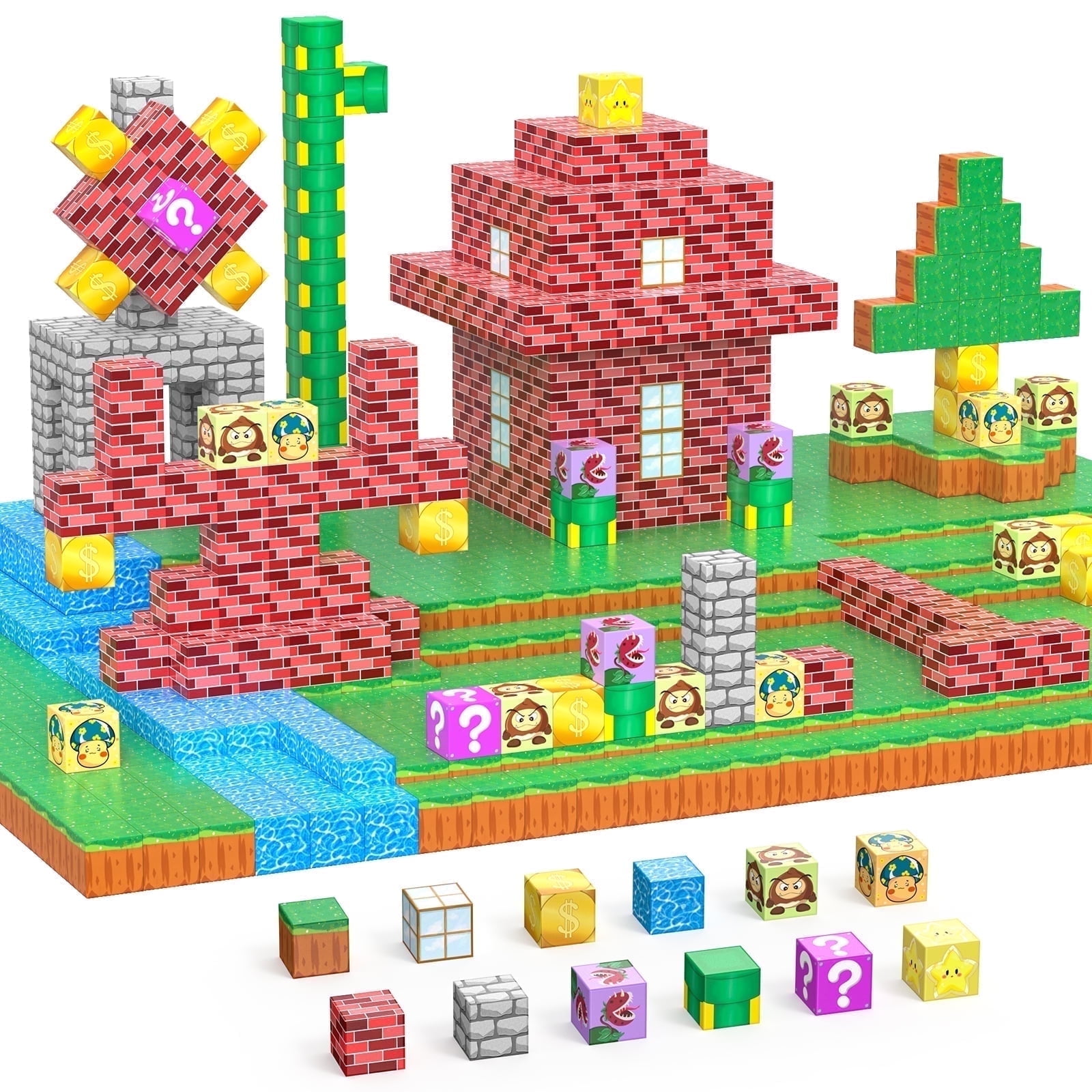 CENOVE Magnetic Blocks Set 100PCS Super Bros Toys Gift for Girls Boys Age 3-5 5-7 STEM  Building Toys Game
