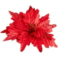 CENSENFA 1Pc 9.8" Glitter Decorated Large Poinsettias Decorative