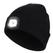 CENSGO Beanie with a Light, Unisex USB Rechargeable LED Beanie, Lighted Knitted Cap Ideal Gifts for Men Women Black