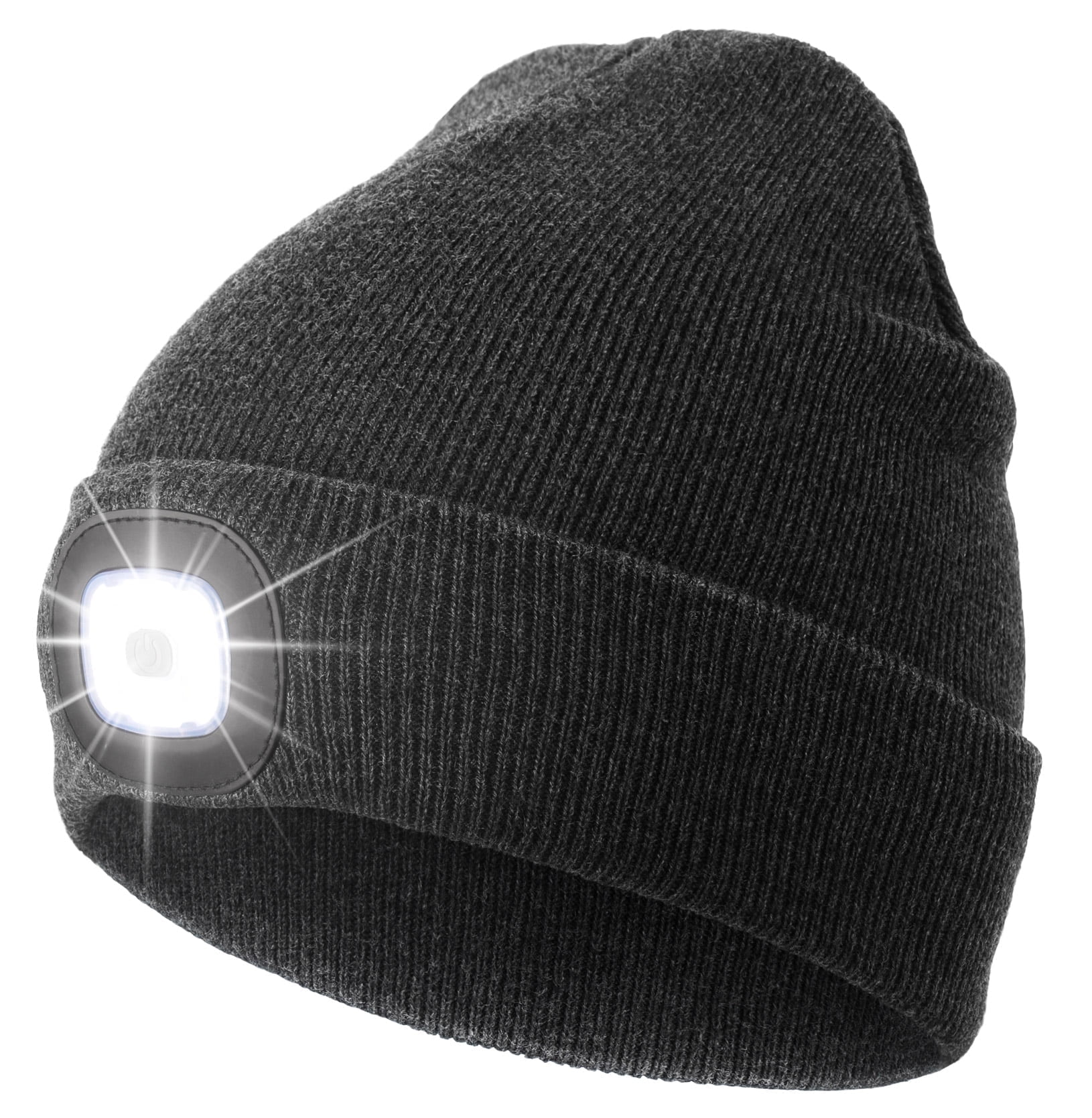 CENSGO Beanie with a Light, Unisex USB Rechargeable LED Beanie, Lighted Knitted Cap Ideal Gifts for Men Women Slategrey