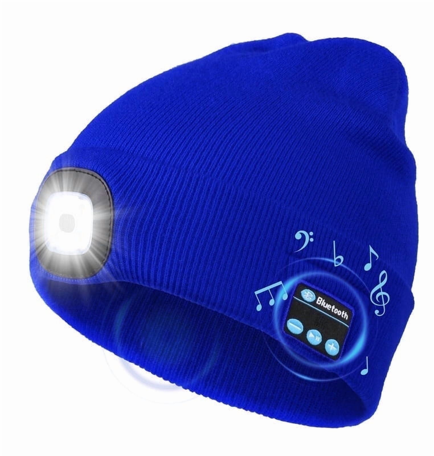 CENSGO Bluetooth Beanie with the Light, Unique Tech Gifts for Men Husband Him Teen, Wireless Headphones for Fishing Jogging Working, Christmas Stocking Blue