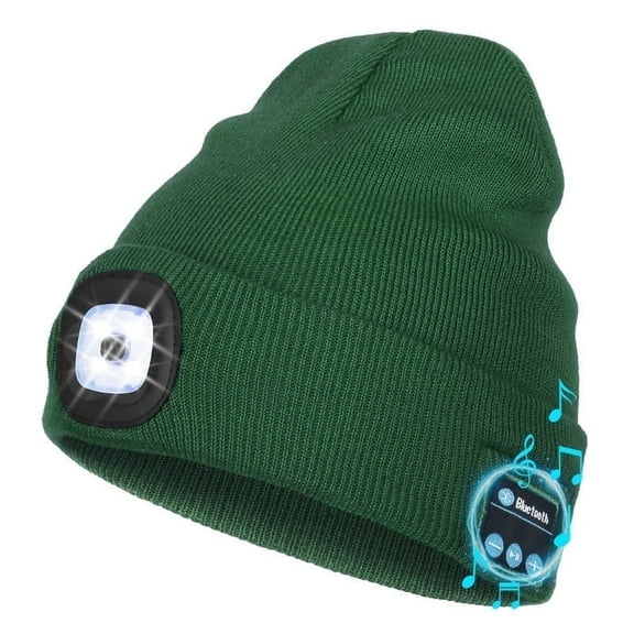 CENSGO Bluetooth Beanie with the Light, Unique Tech Gifts for Men Husband Him Teen, Wireless Headphones for Fishing Jogging Working, Christmas Stocking Emerald