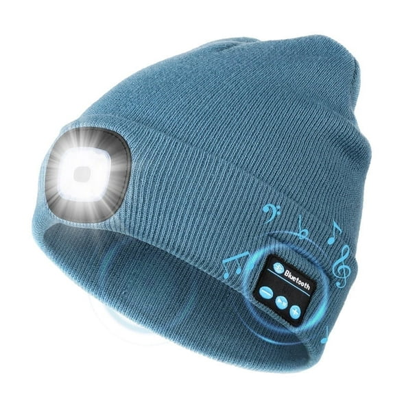 CENSGO Bluetooth Beanie with the Light, Unique Tech Gifts for Men Husband Him Teen, Wireless Headphones for Fishing Jogging Working, Christmas Stocking Light Blue