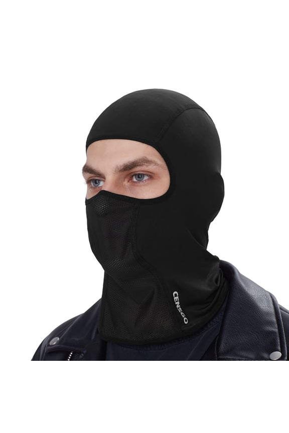 Cooling Summer Balaclava Helmet Liner, Breathable Face Mask, Head Cover for Motorcycle, Riding (Black, L)