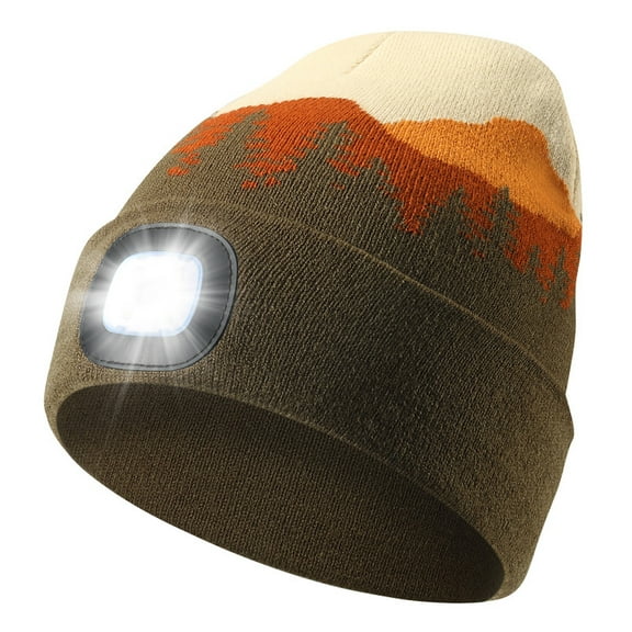 CENSGO Hat with Light, Warm Winter Flashlight Cap with USB Rechargeable, Headlamp Beanie Unisex Gift for Men Women (Dark Army Green)