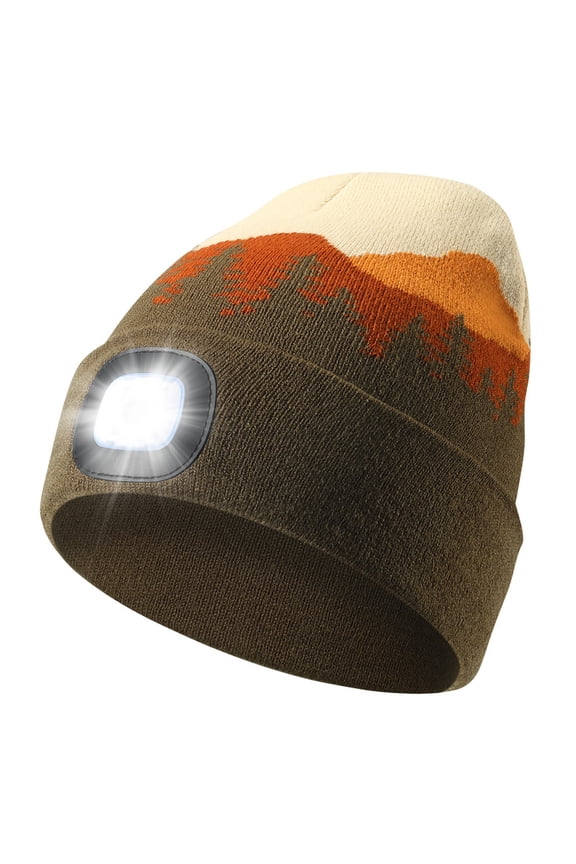 Hat with Light, Warm Winter Flashlight Cap with USB Rechargeable, Headlamp Beanie Unisex Gift for Men Women (Dark Army Green)
