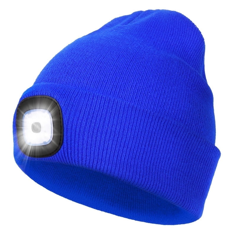 CENSGO Beanie with a Light, Unisex USB Rechargeable LED Beanie, Lighted Knitted Cap Ideal Gifts for Men Women Blue