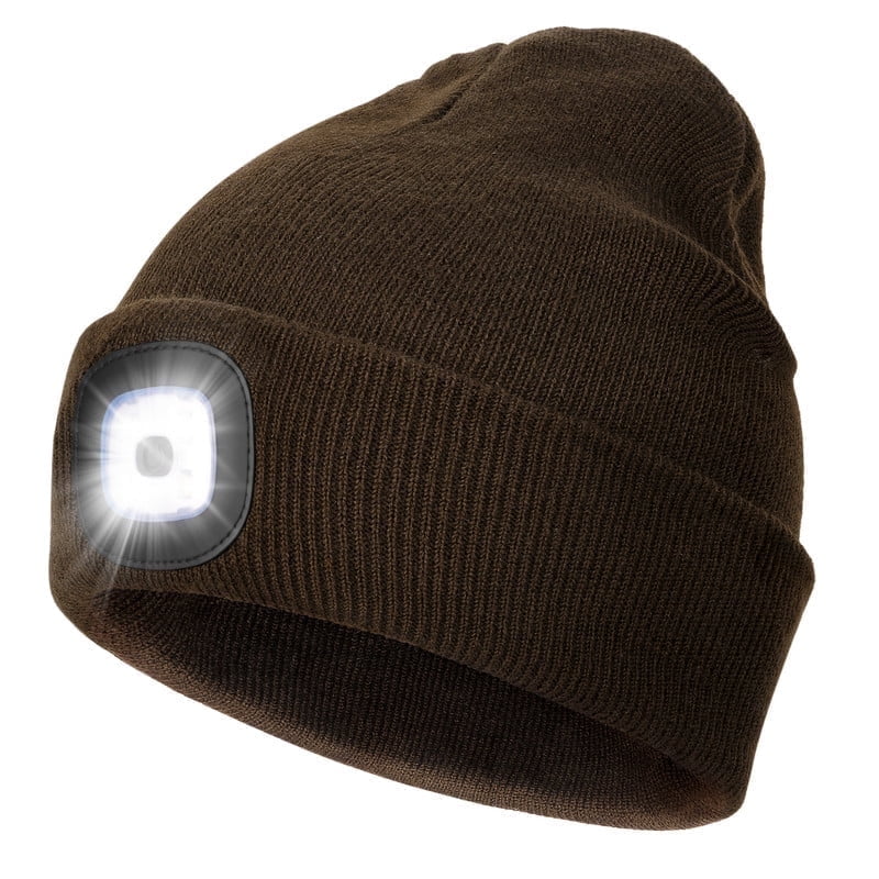 CENSGO Beanie with a Light, Unisex USB Rechargeable LED Beanie, Lighted Knitted Cap Ideal Gifts for Men Women Coffee