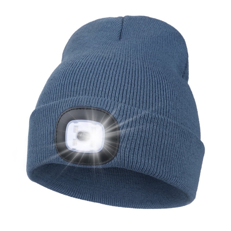 CENSGO Beanie with a Light, Unisex USB Rechargeable LED Beanie, Lighted Knitted Cap Ideal Gifts for Men Women Dark Navy